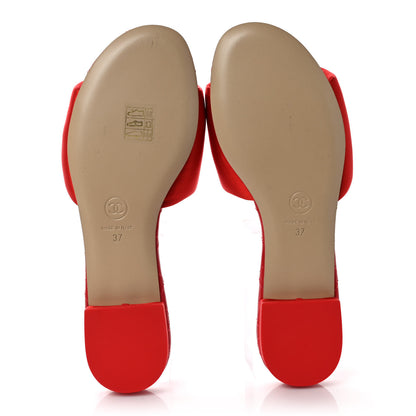 Chanel Satin Mule Sandals 37 Red 5 of 8