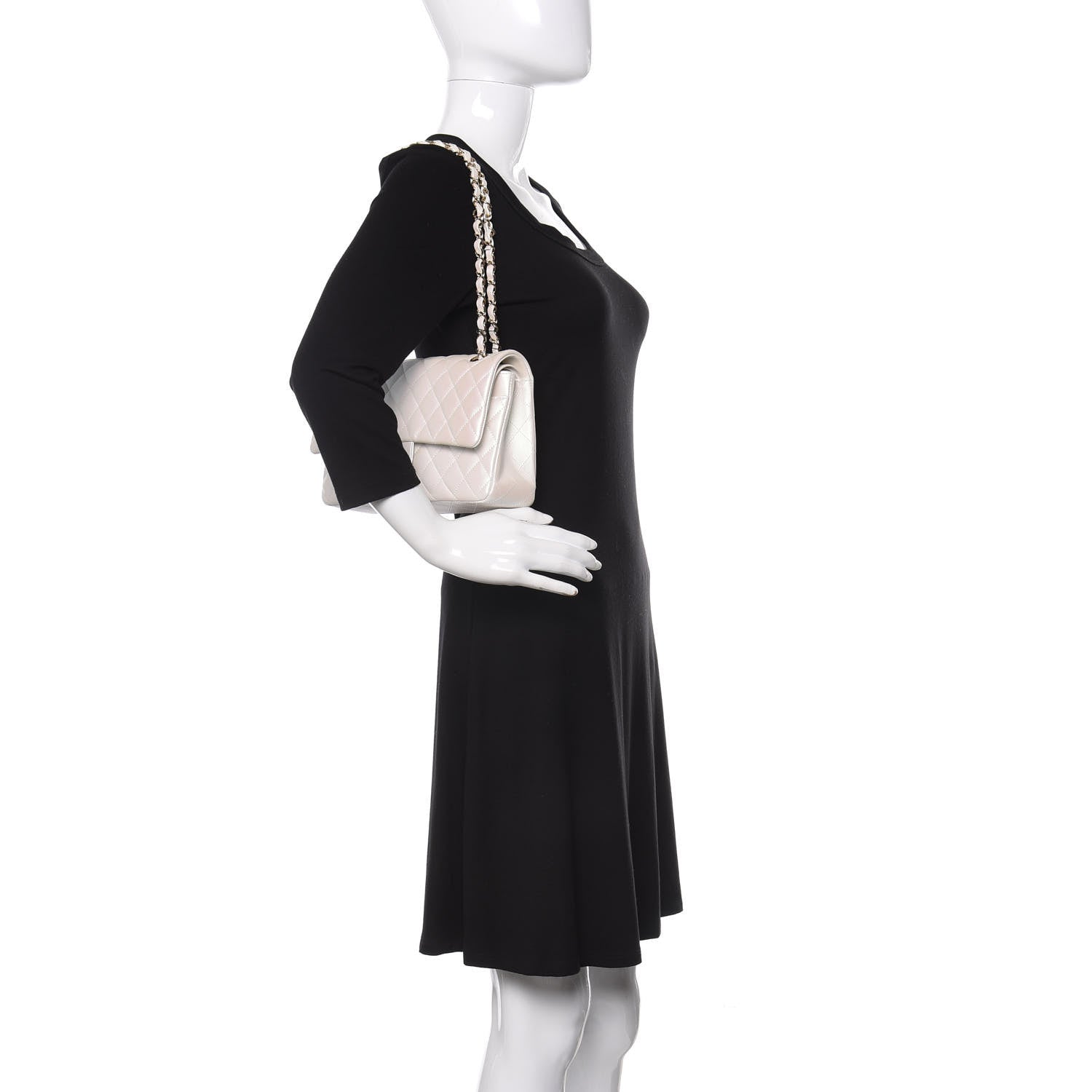 Chanel Iridescent Calfskin Quilted Medium Double Flap Ivory 2 of 11