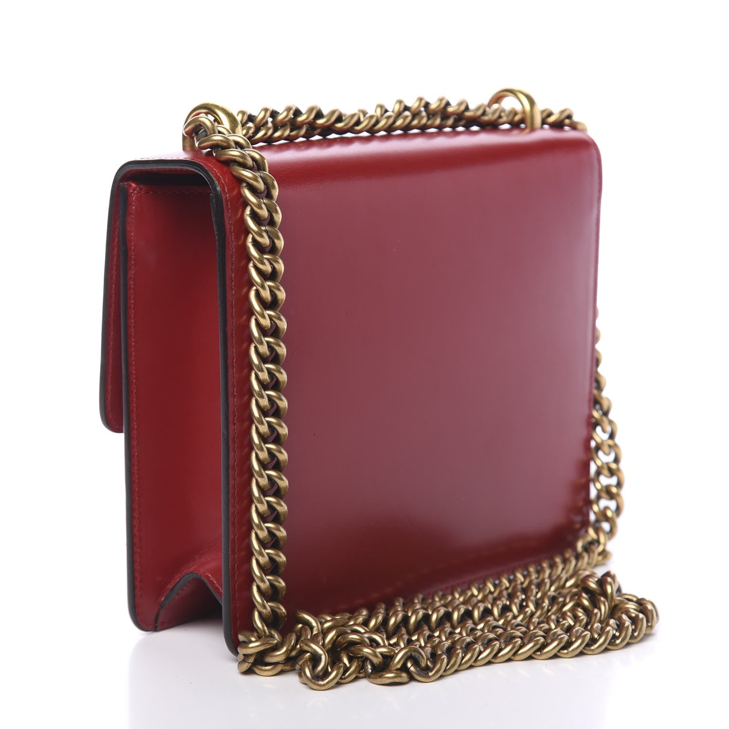 Gucci Knight Calfskin Small GG Marmont Chain Handle Bag Hibiscus Red 3 of 12