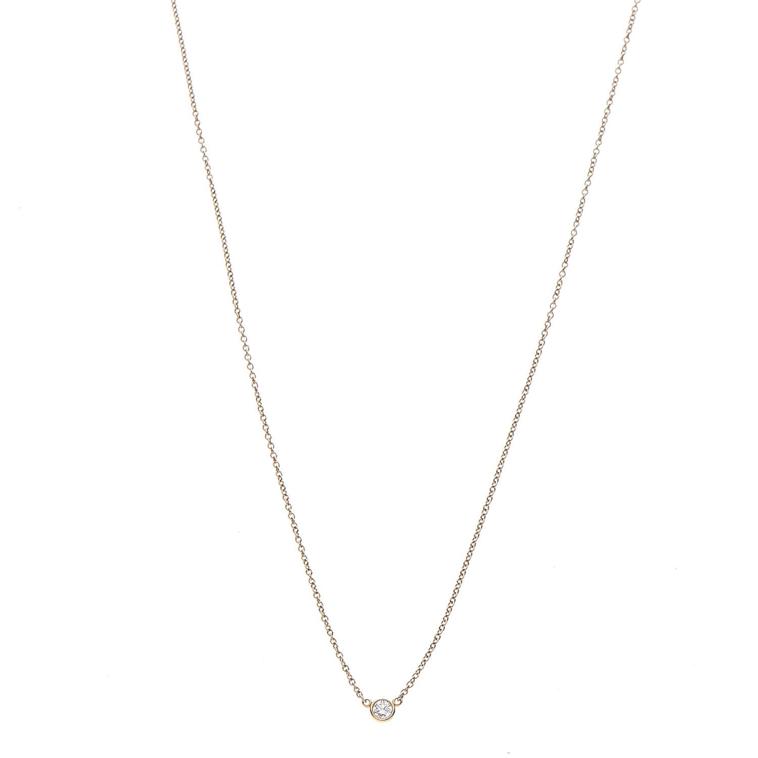 Tiffany 18K Yellow Gold Diamond .08ct Elsa Peretti Diamonds by the Yard Pendant Necklace 1 of 9