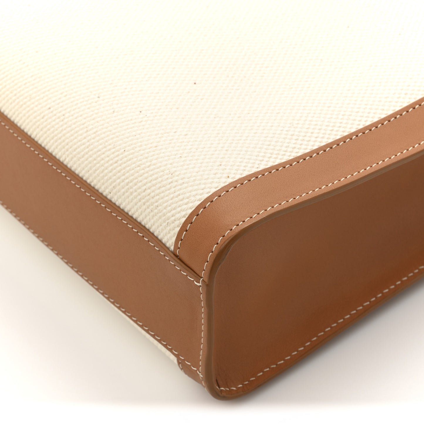 Canvas Calfskin Logo Print Small Vertical Cabas Natural Tan