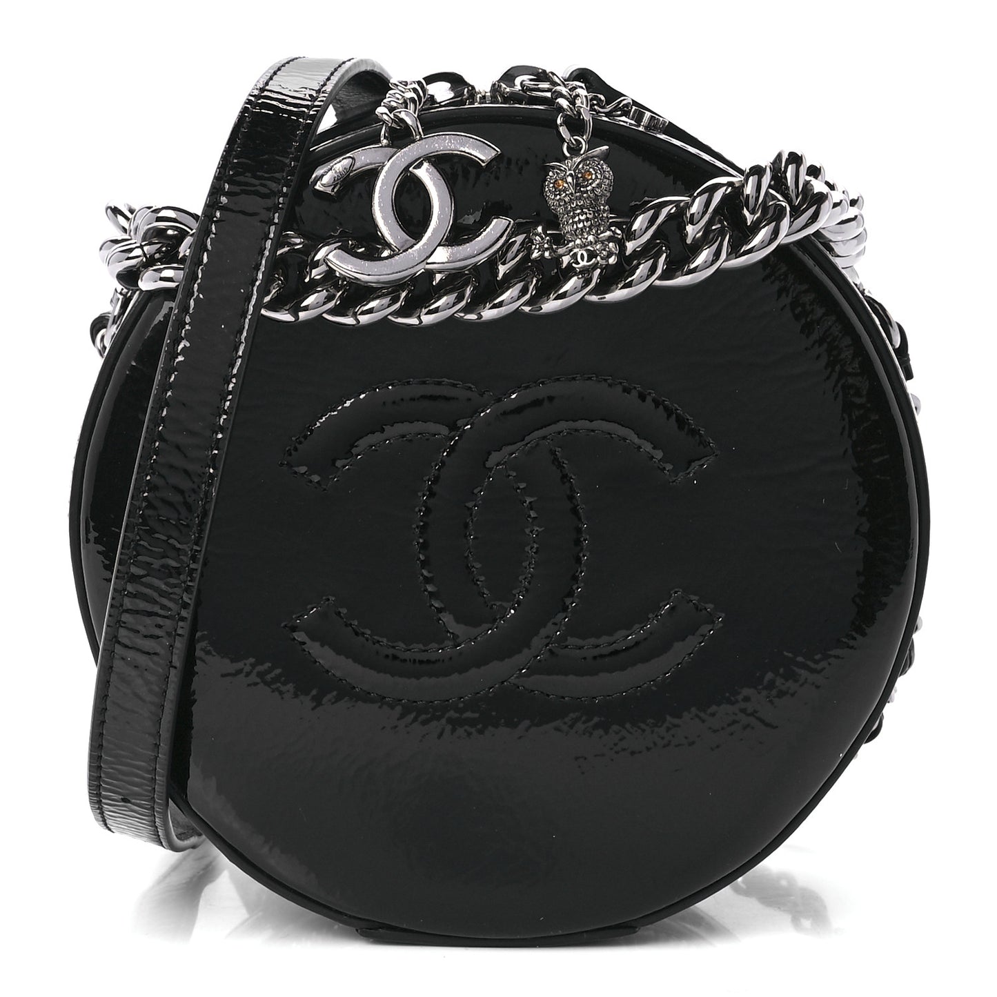 Patent Round As Earth Evening Bag Black
