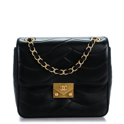 Chanel Lambskin Scallop Quilted Mini Pagoda Square Flap Black 1 of 7