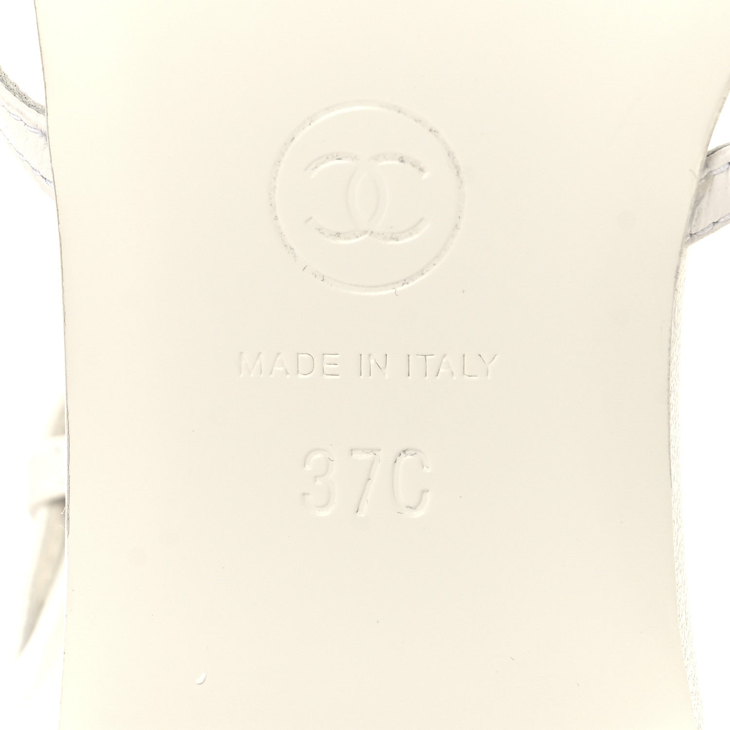 Chanel Lambskin Crystal CC Sandals 37 White 8 of 9