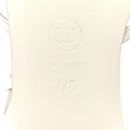 Chanel Lambskin Crystal CC Sandals 37 White 8 of 9