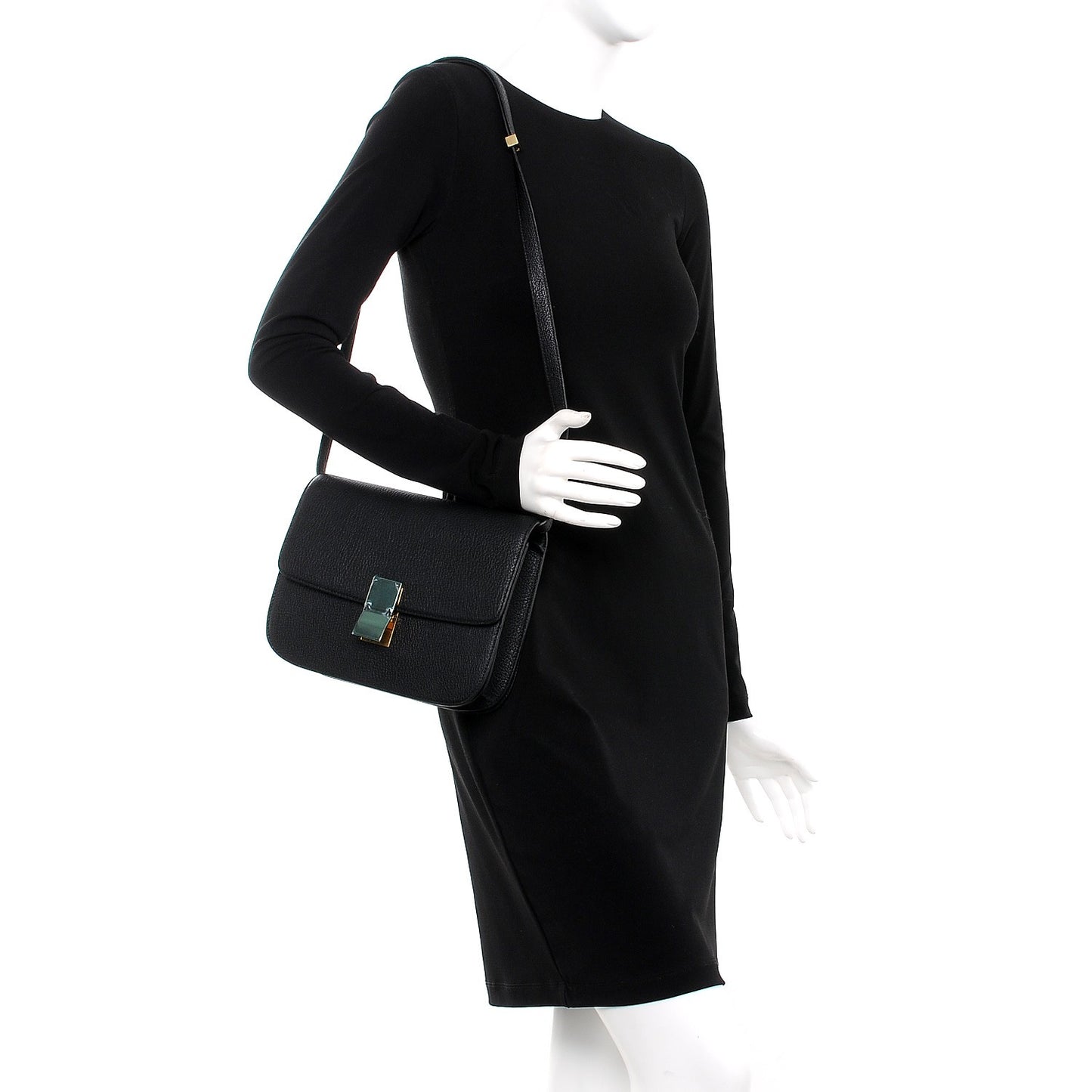Goatskin Medium Classic Box Flap Bag Black
