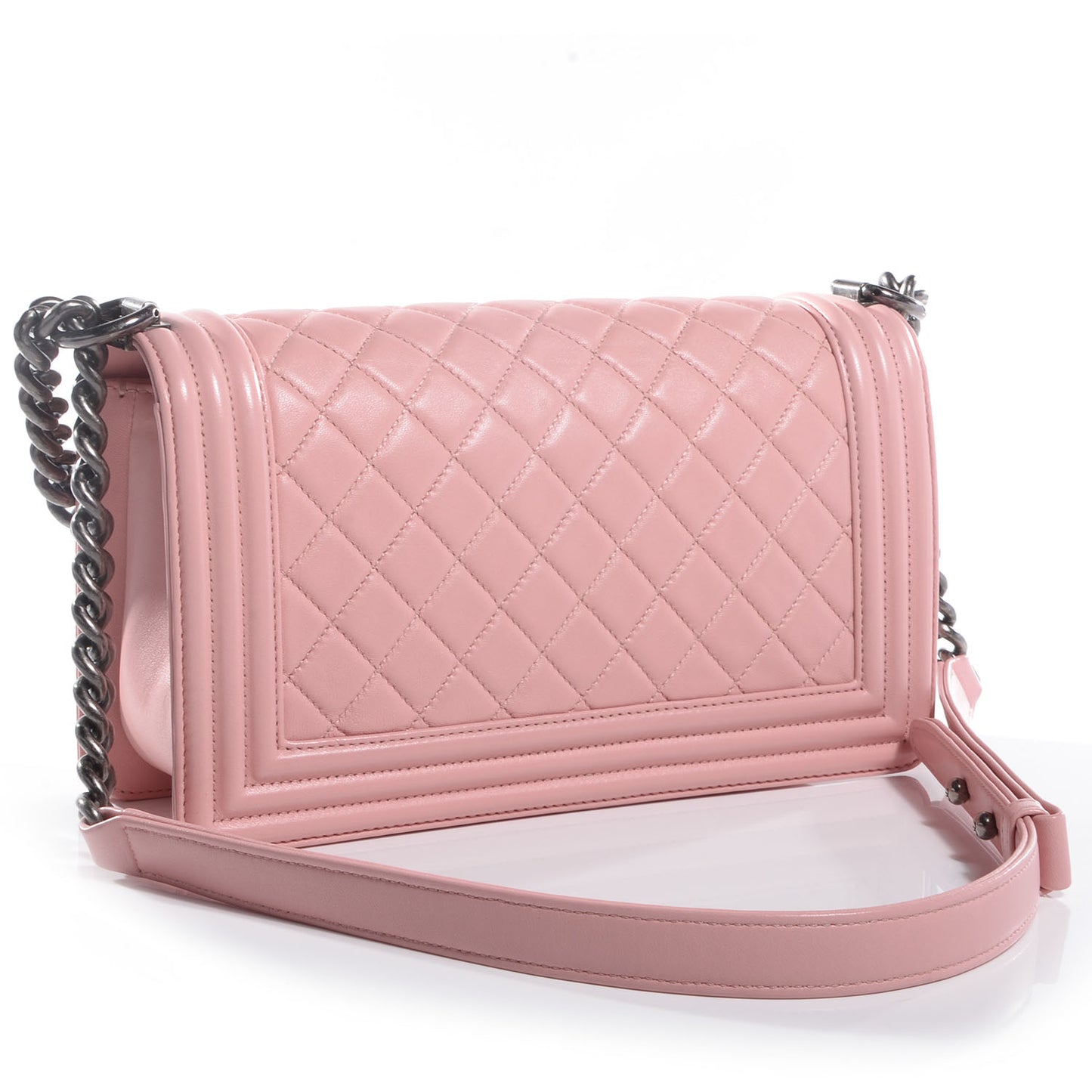 Lambskin Quilted Medium Boy Flap Light Pink