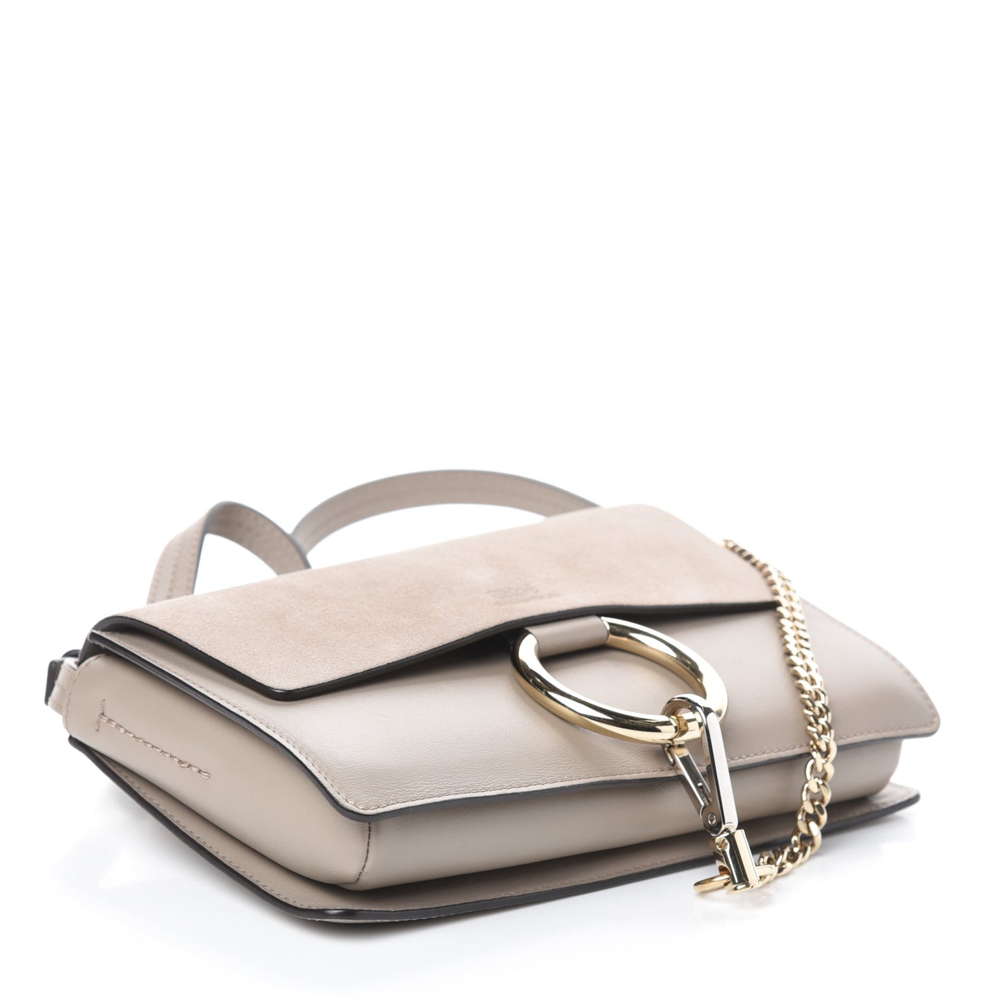 Suede Calfskin Small Faye Shoulder Bag Motty Grey
