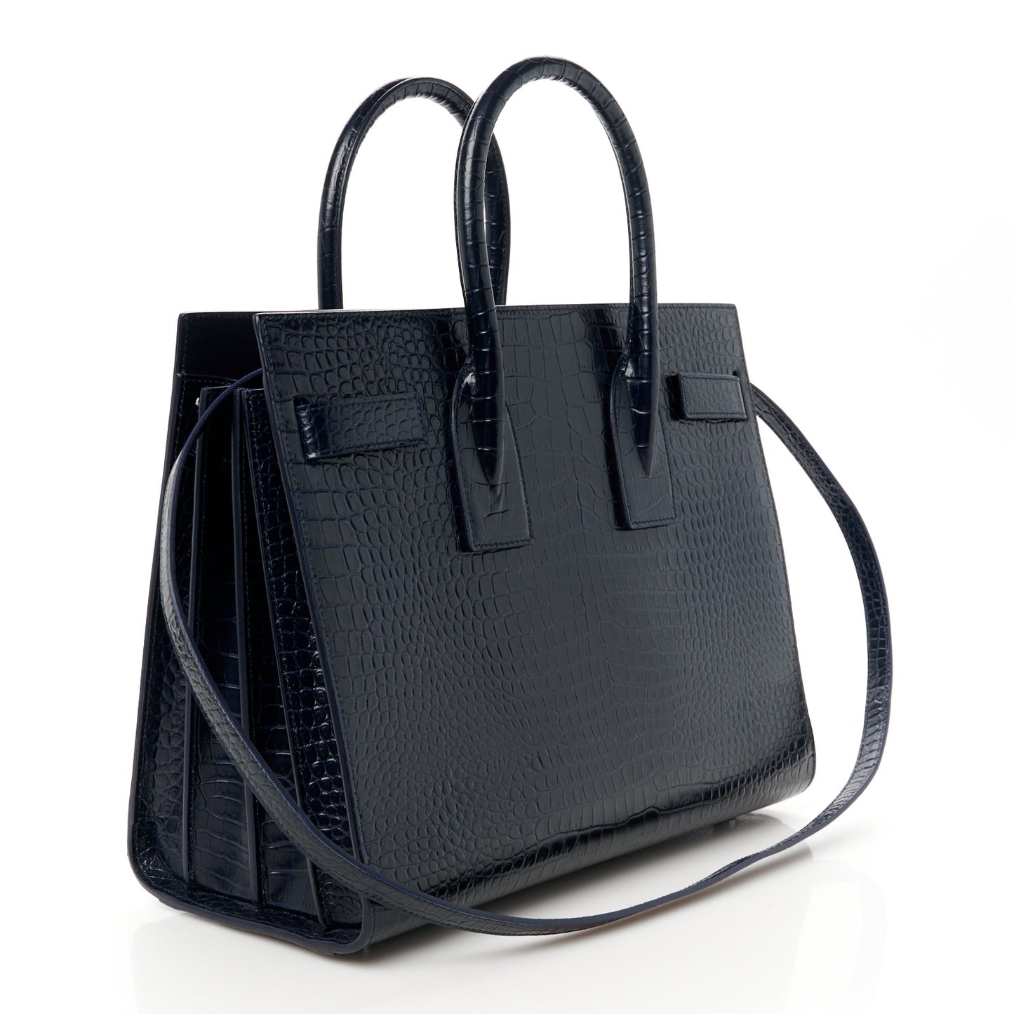 Calfskin Crocodile Embossed Small Sac De Jour Dark Notte