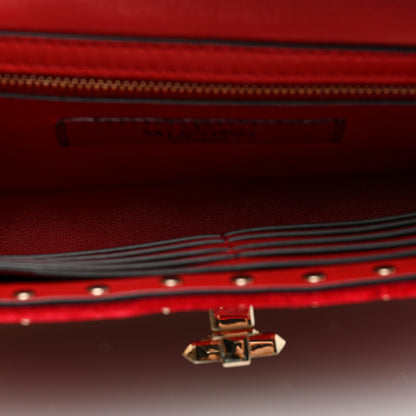 Valentino Garavani Velvet Rockstud Spike Wallet on Chain Rosso Valentino 5 of 9