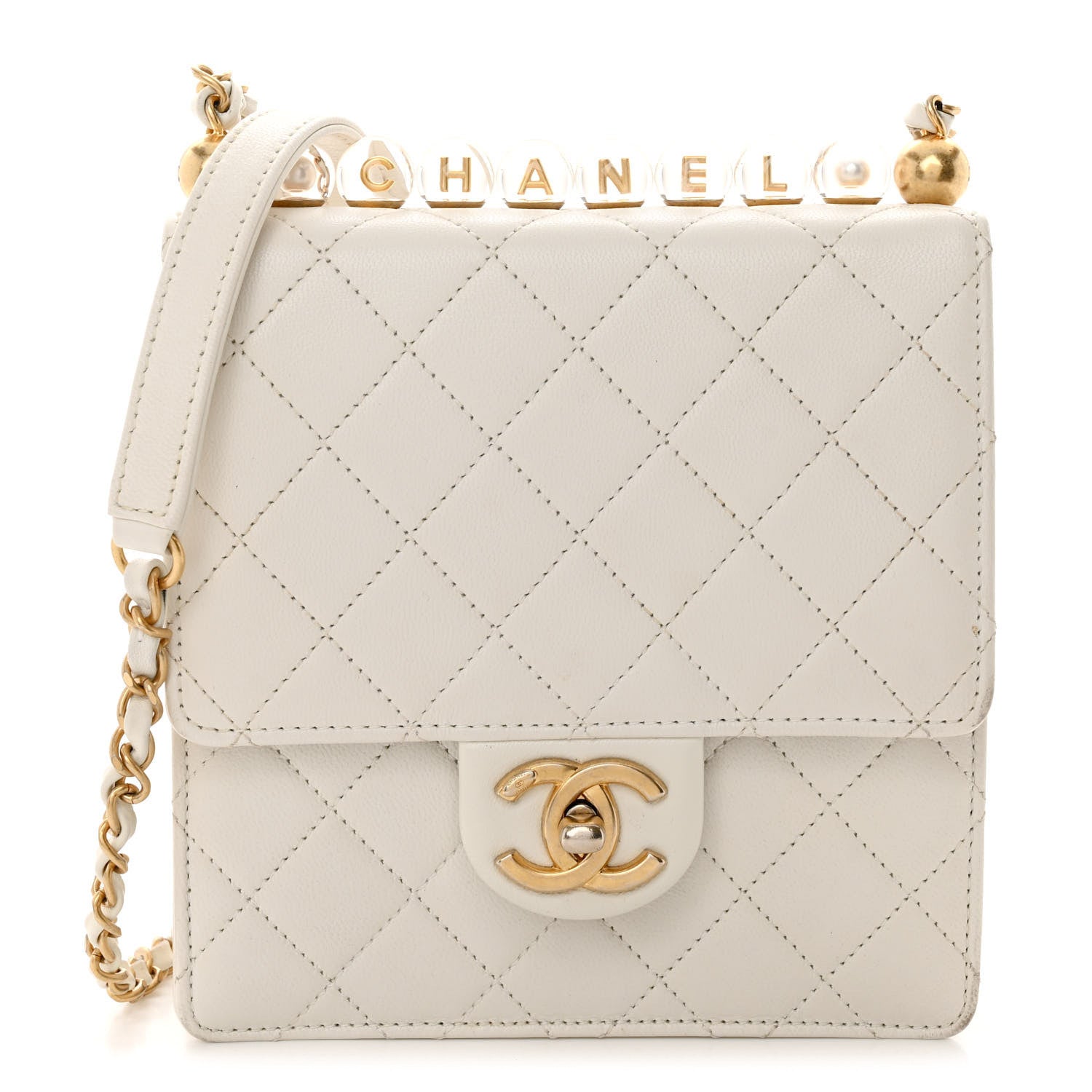 Chanel Lambskin Quilted Chic Pearls Flap White 1 of 11