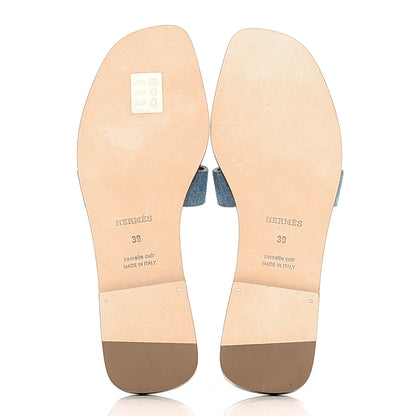 Hermes Denim Canvas Oran Sandals 39 Bleu Clair 7 of 9