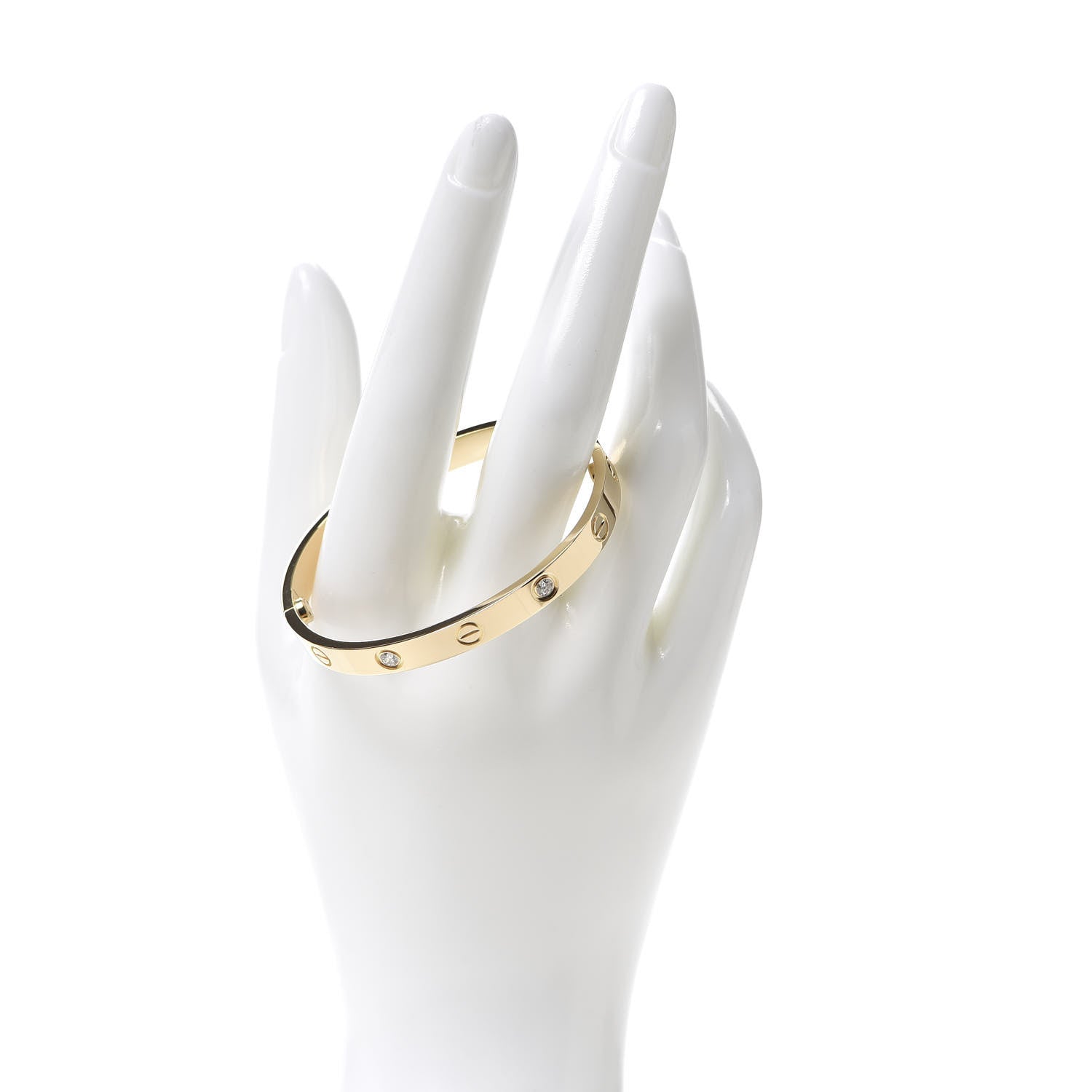 Cartier 18K Yellow Gold 4 Diamond LOVE Bracelet 16 2 of 6