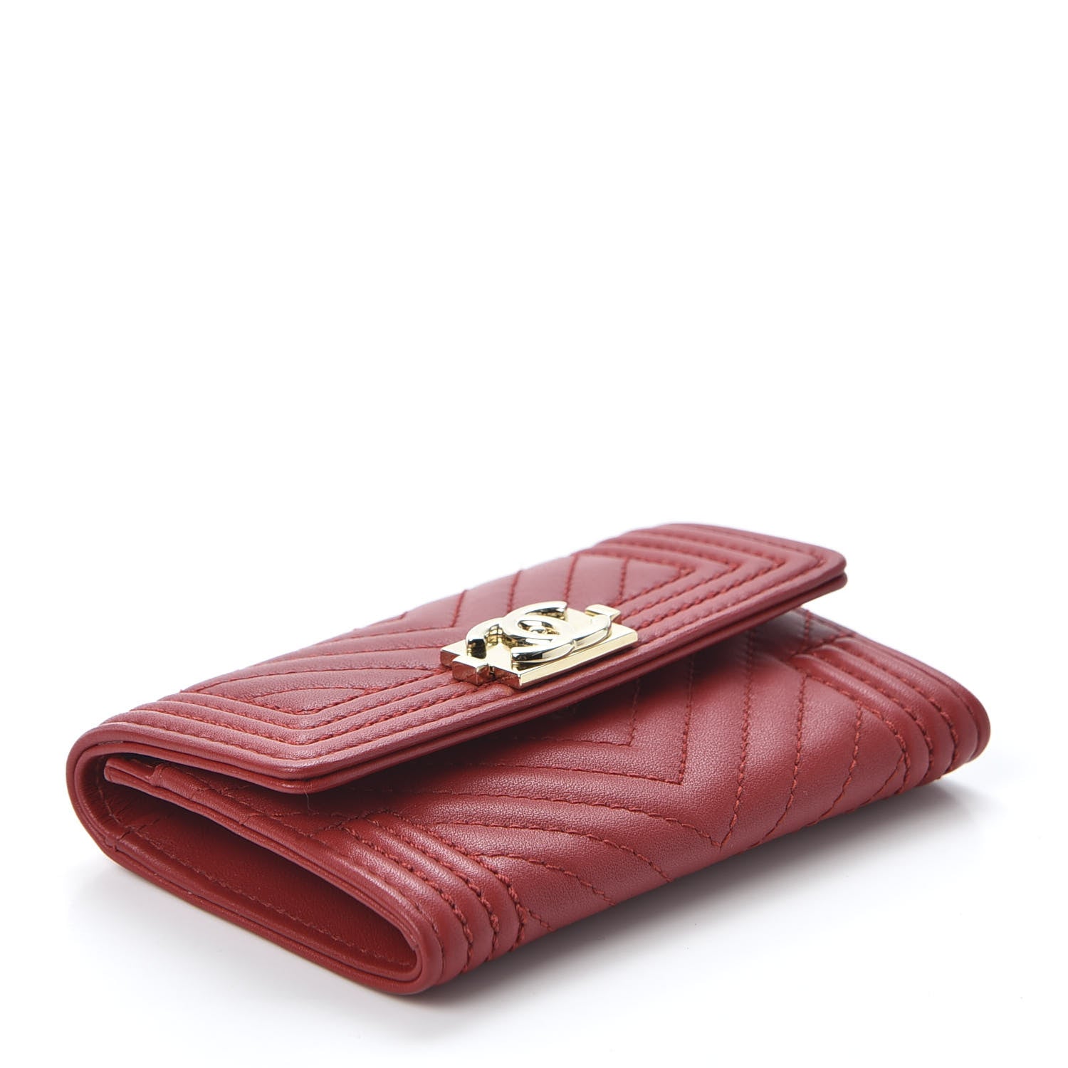Chanel Lambskin Quilted Boy Flap Card Holder Red 3 of 10