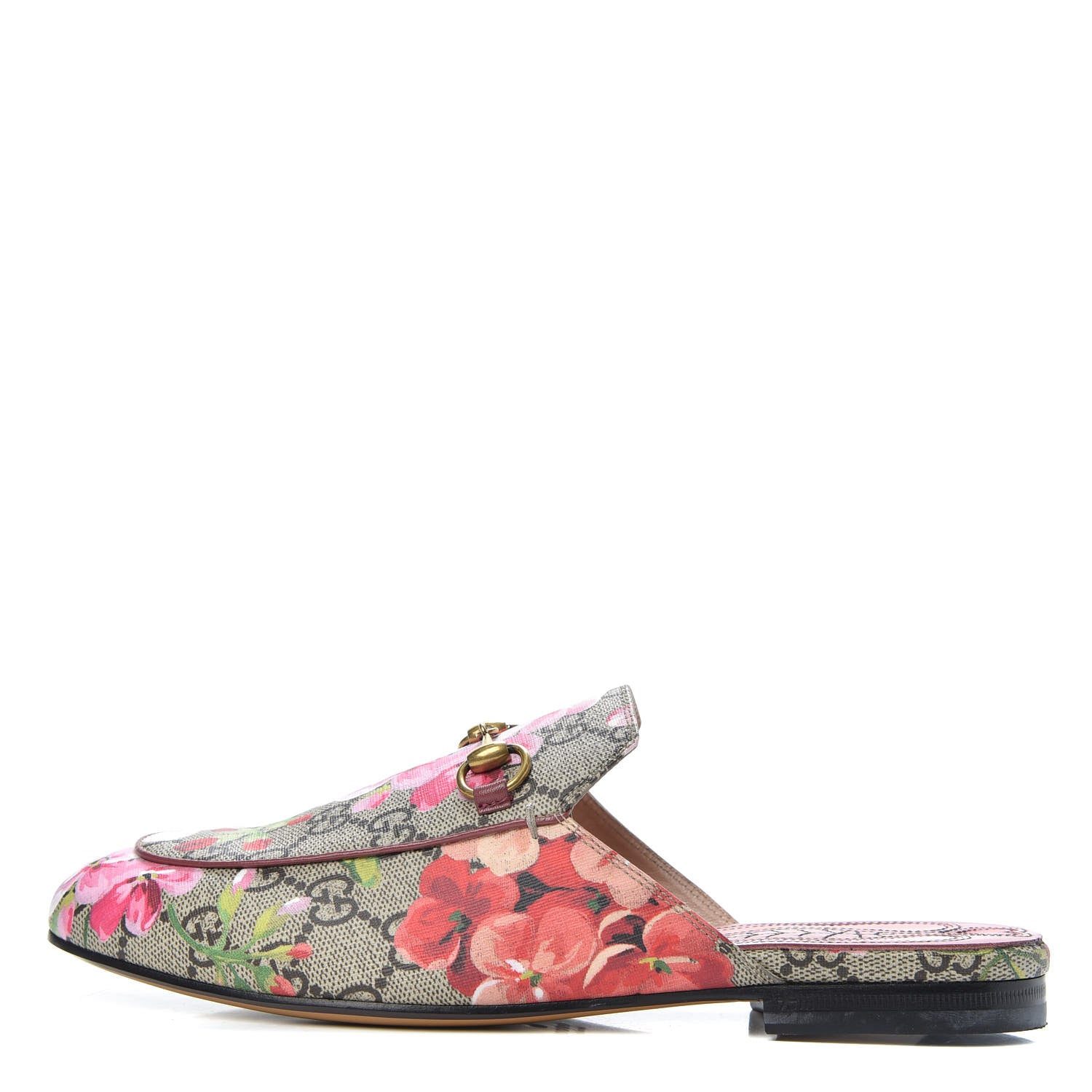Gucci GG Supreme Monogram Blooms Womens Princetown Slippers 37 Beige Multicolor Dry Rose 1 of 8