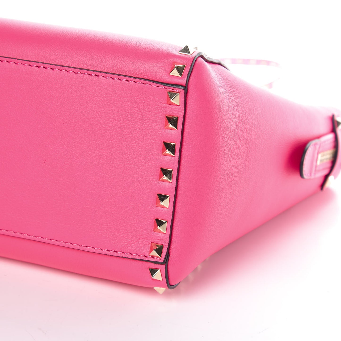 Vitello Rockstud Double Handle Tote Fuxia Fluo