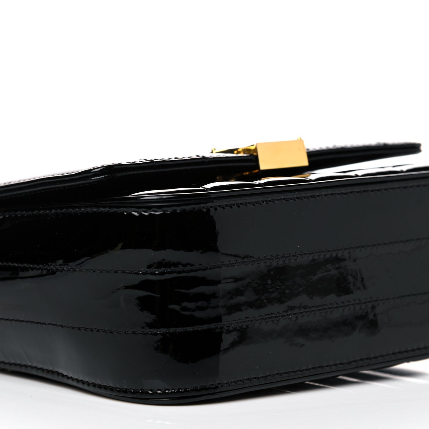 Patent Calfskin Matelasse Monogram Small Vicky Chain Bag Black