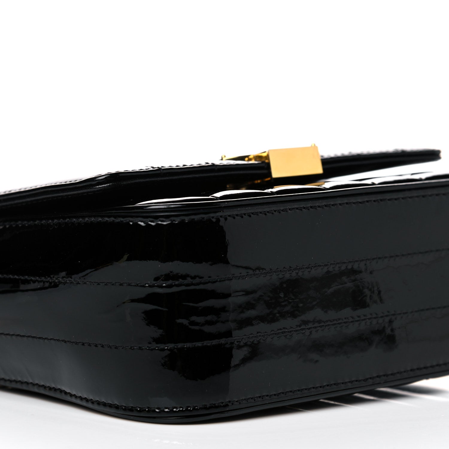 Saint Laurent Patent Calfskin Matelasse Monogram Small Vicky Chain Bag Black 10 of 14