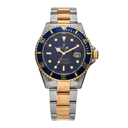 Rolex Stainless Steel 18K Yellow Gold 40mm Submariner Date Watch Royal Blue 16613 1 of 4