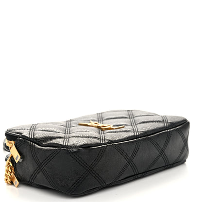 Saint Laurent Grained Lambskin Quilted Mini Becky Double Zip Bag Black 4 of 11