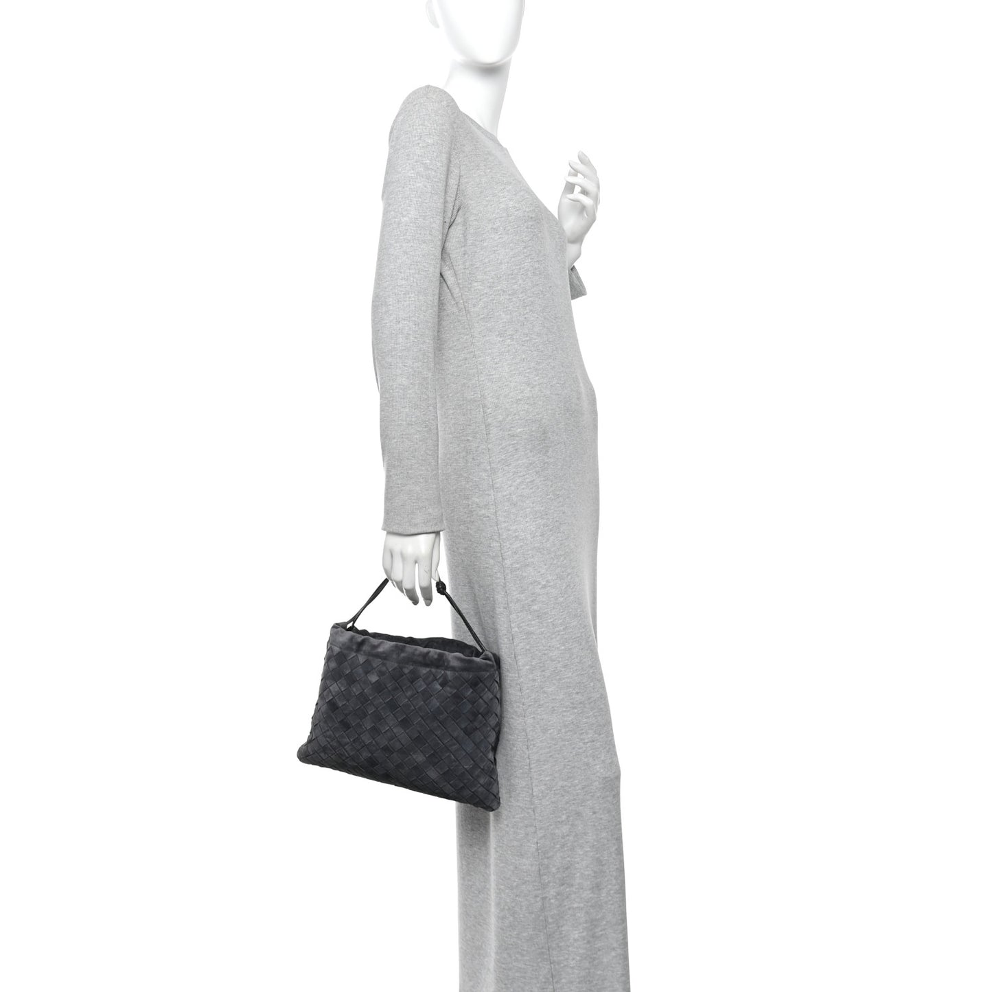 Suede Calfskin Intrecciato Medium Dustbag Grey