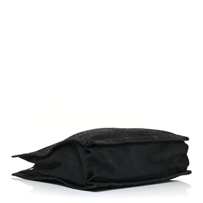 Saint Laurent Raffia Linen Calfskin Rive Gauche Tote Black 4 of 18