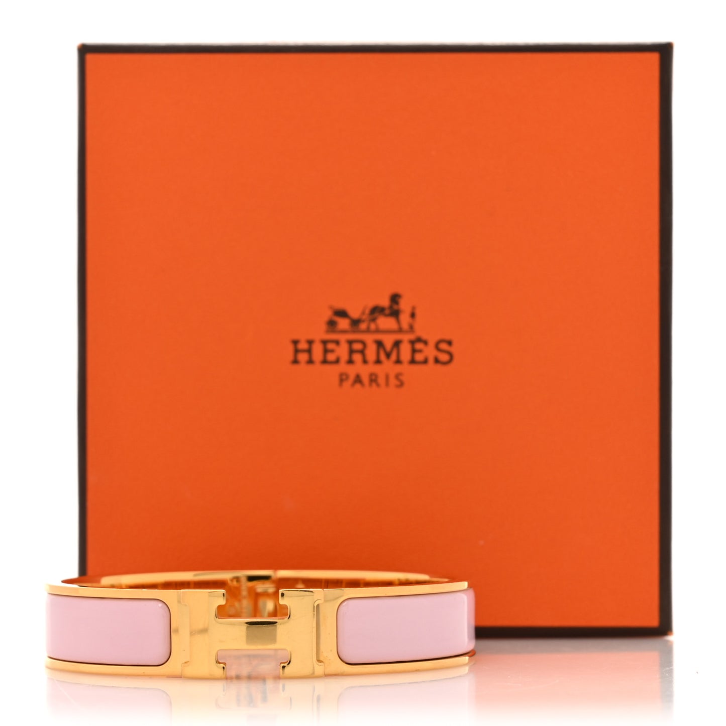Enamel Narrow Clic Clac H Bracelet PM Rose Dragee