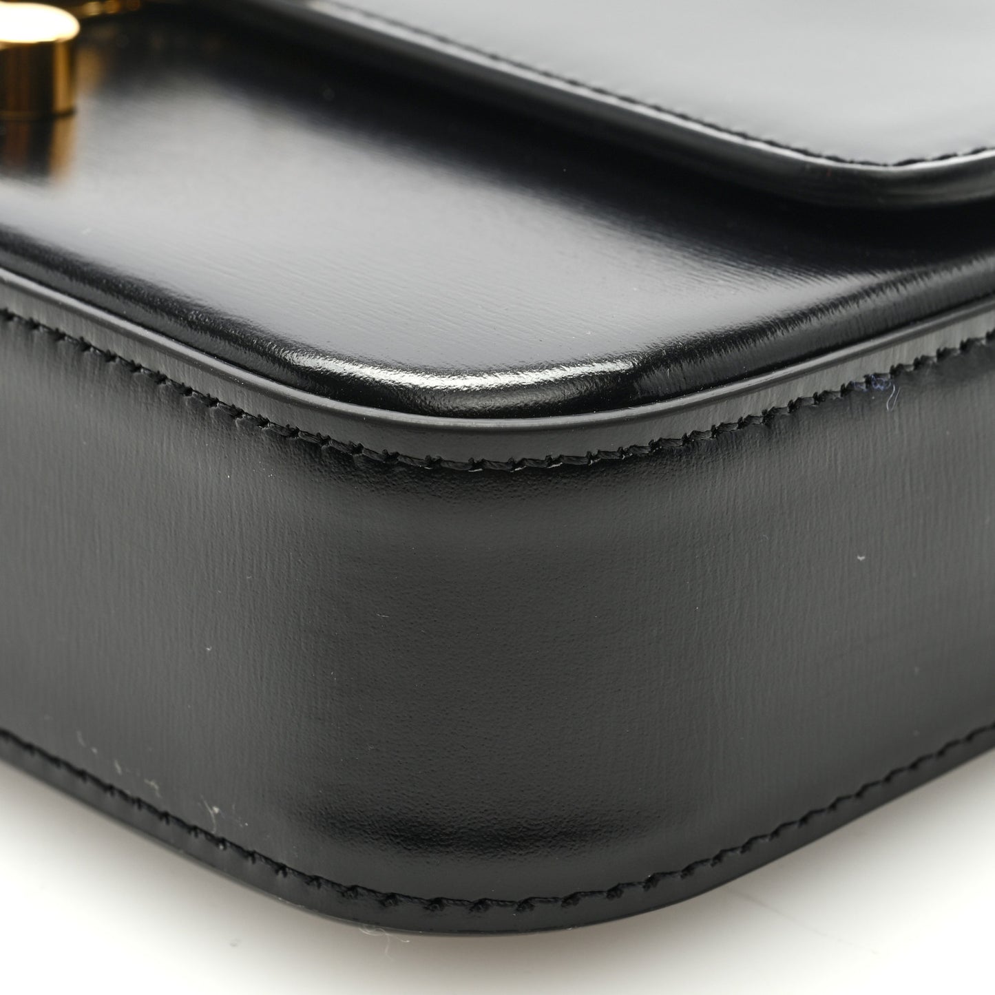 Shiny Calfskin Triomphe Chain Shoulder Bag Black