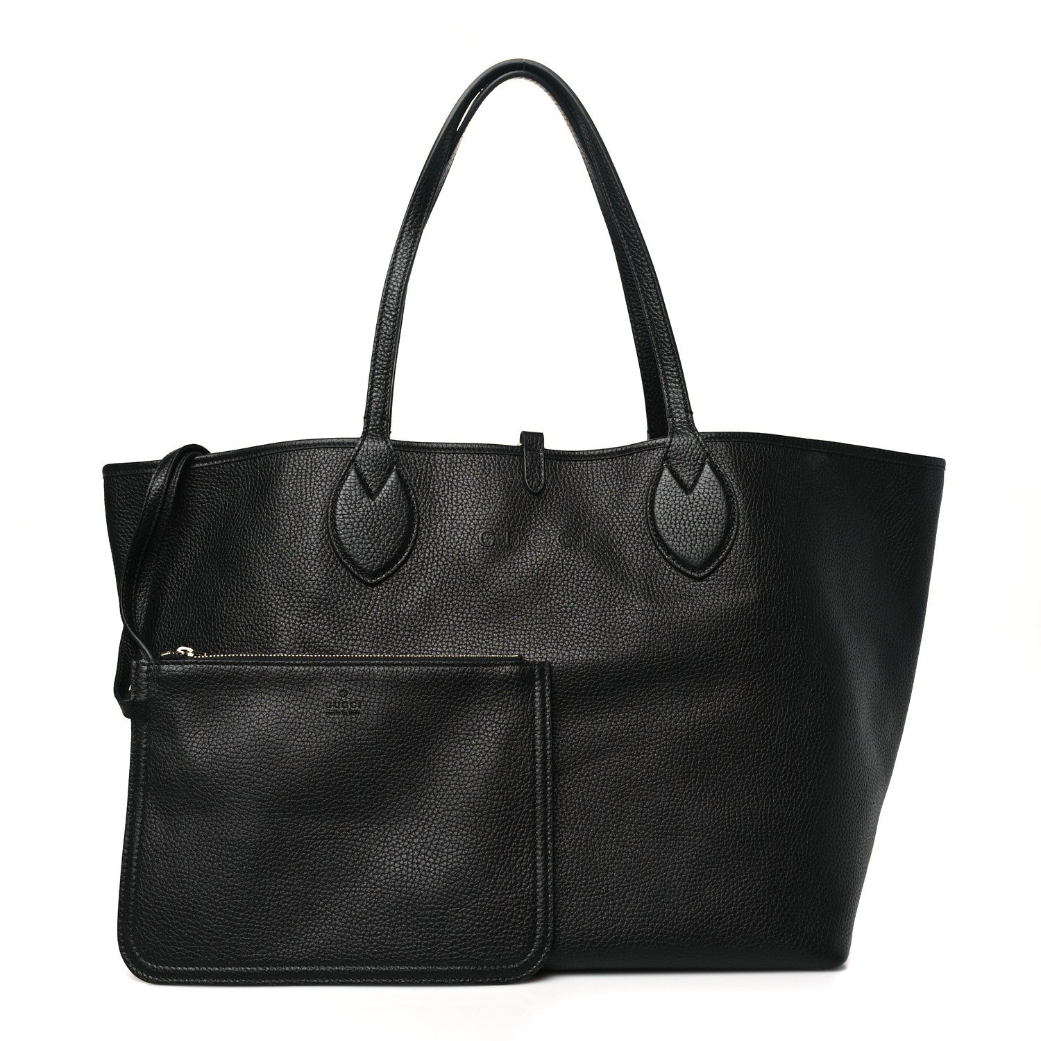 Gucci Grained Calfskin Monogram Large Totissima Reversible Tote Black 2 of 17
