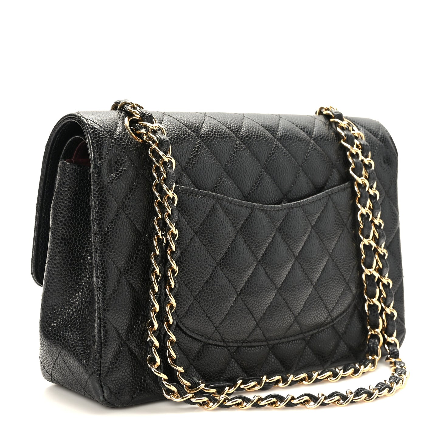 Caviar Quilted Medium Double Flap Black