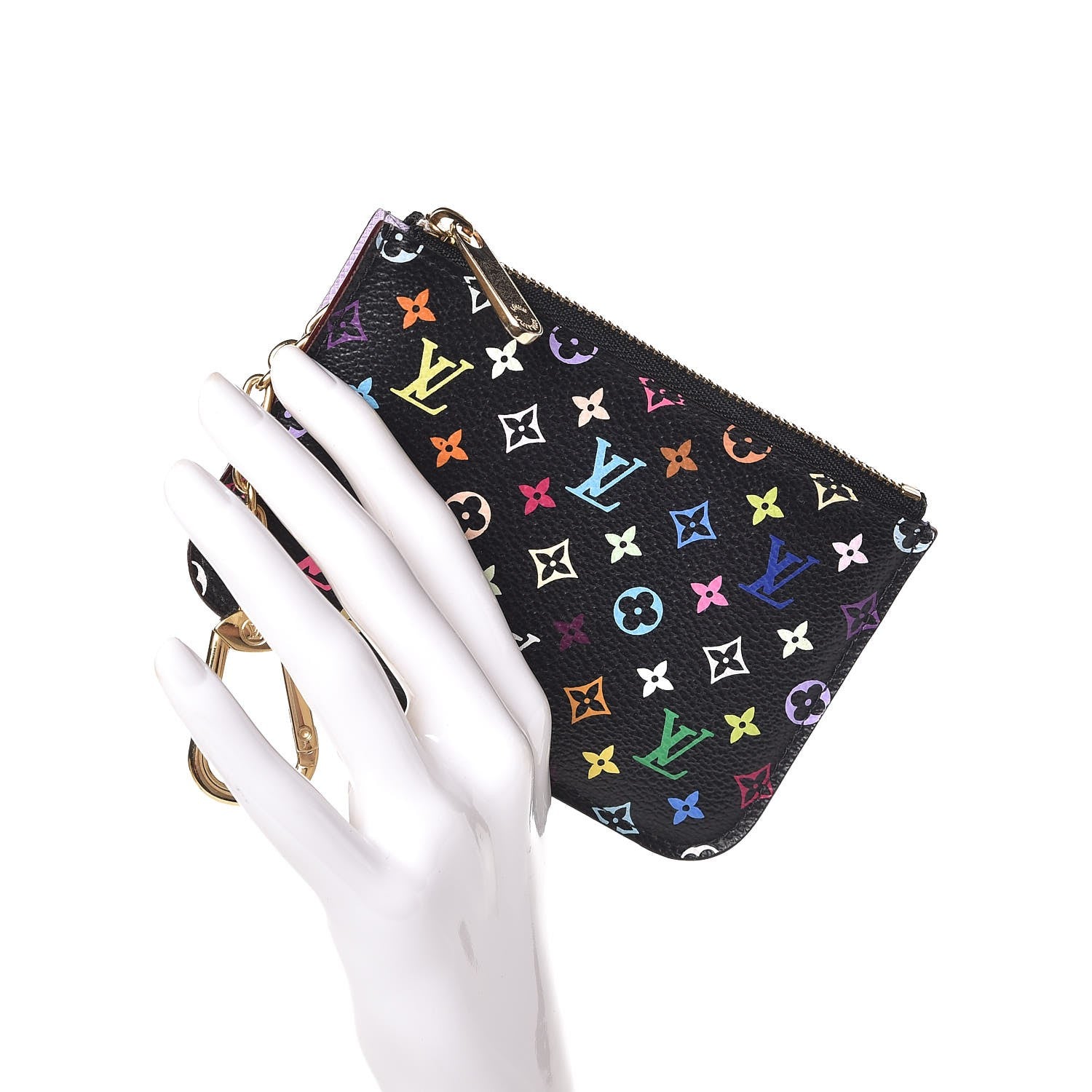 Louis Vuitton Monogram Multicolor Key Pouch Black Violet 2 of 7
