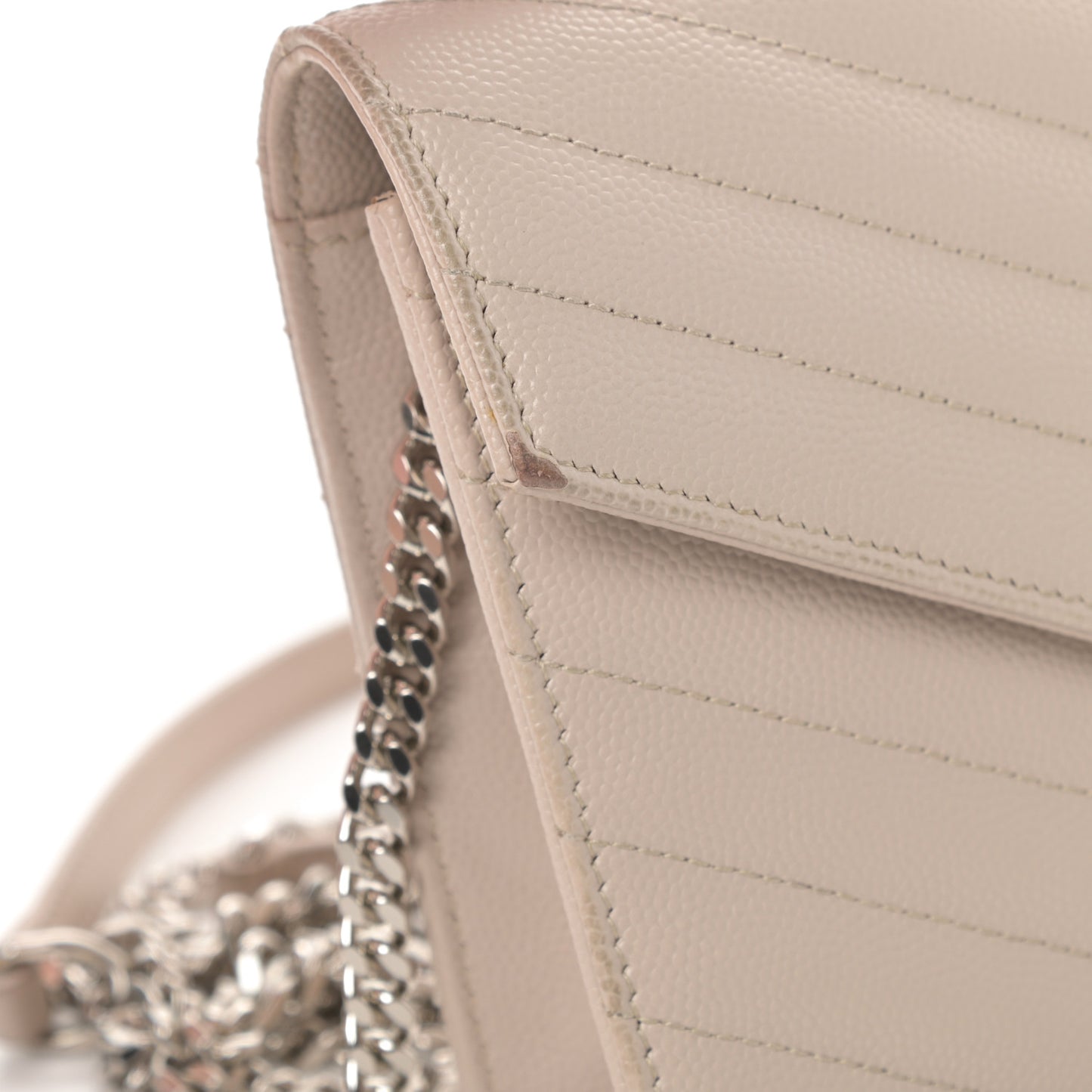 Grain De Poudre Matelasse Chevron Monogram Envelope Chain Wallet Nude Powder