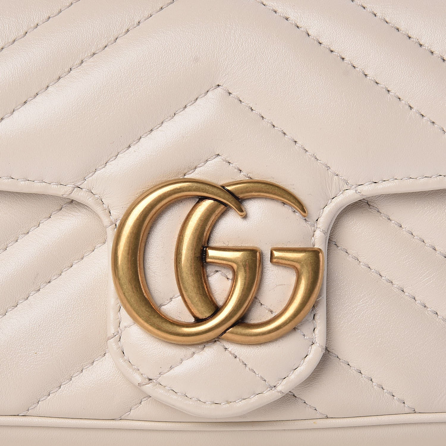 Gucci Calfskin Matelasse Super Mini GG Marmont Shoulder Bag White 8 of 13
