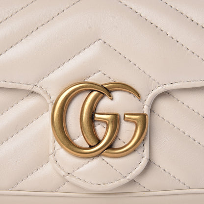 Gucci Calfskin Matelasse Super Mini GG Marmont Shoulder Bag White 8 of 13