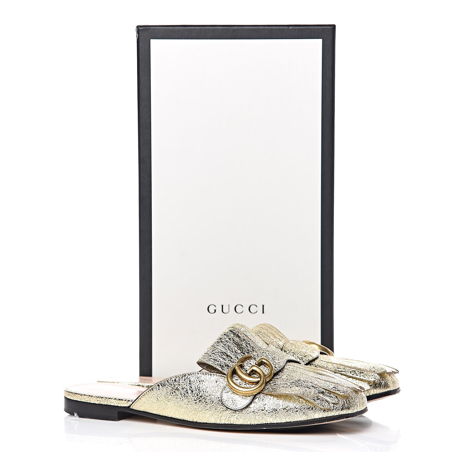 Gucci Galassia Womens GG Marmont Fringe Slippers 38.5 Platino 13 of 13