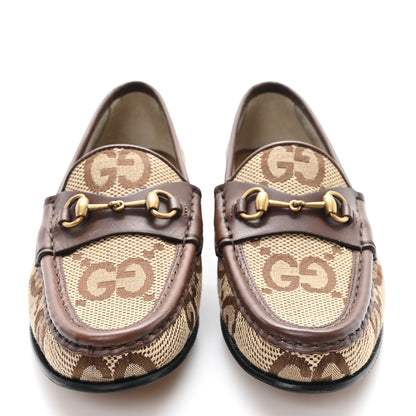 Gucci Monogram Jumbo GG Malaga Kid Horsebit Womens Jordaan Loafers 36.5 Beige Ebony New Acero 3 of 9
