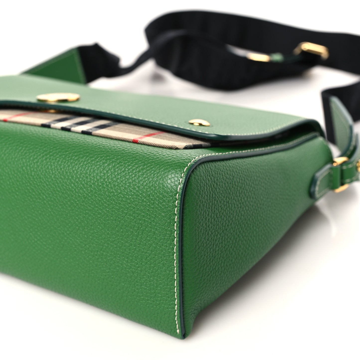 Grainy Calfskin Vintage Check Note Crossbody Bag Ivy Green