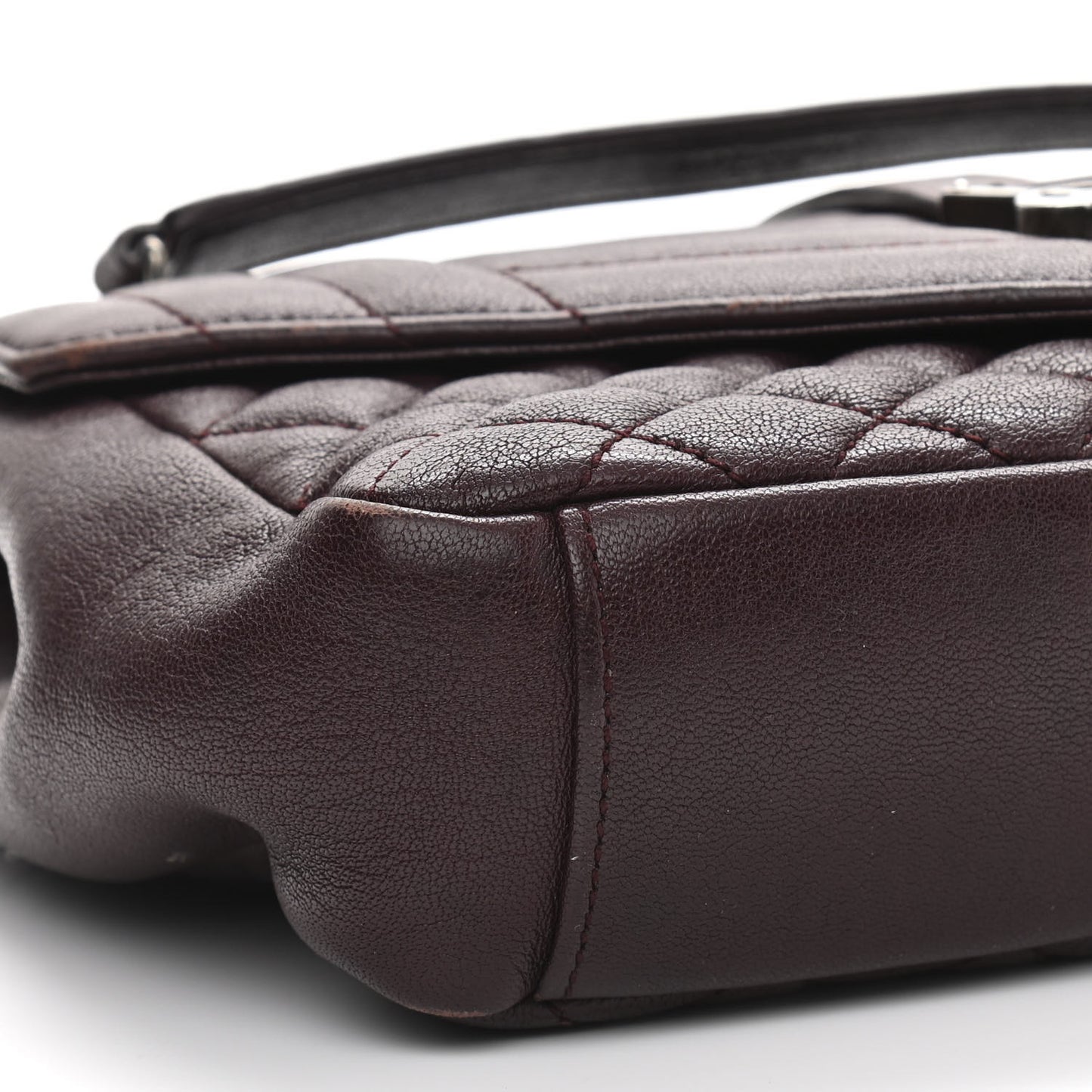 Sheepskin Tri-Quilt Monogram Medium College Bag Bordeaux