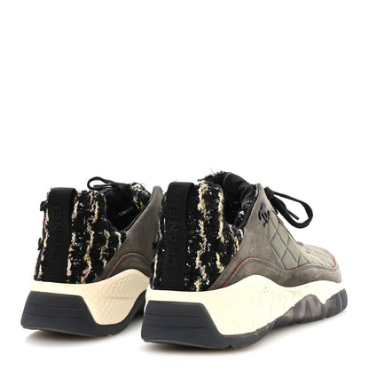 Chanel Tweed Suede Calfskin Grained Calfskin Womens CC Sneakers 40 40 Grey Black Multicolor 5 of 10