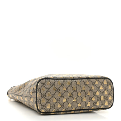 Gucci Soft GG Supreme Monogram Bees Small Crossbody Tote Beige Oro Black 3 of 9