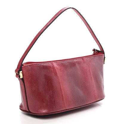 Gucci Calfskin Lizard Embossed Boat Pochette Red 3 of 9
