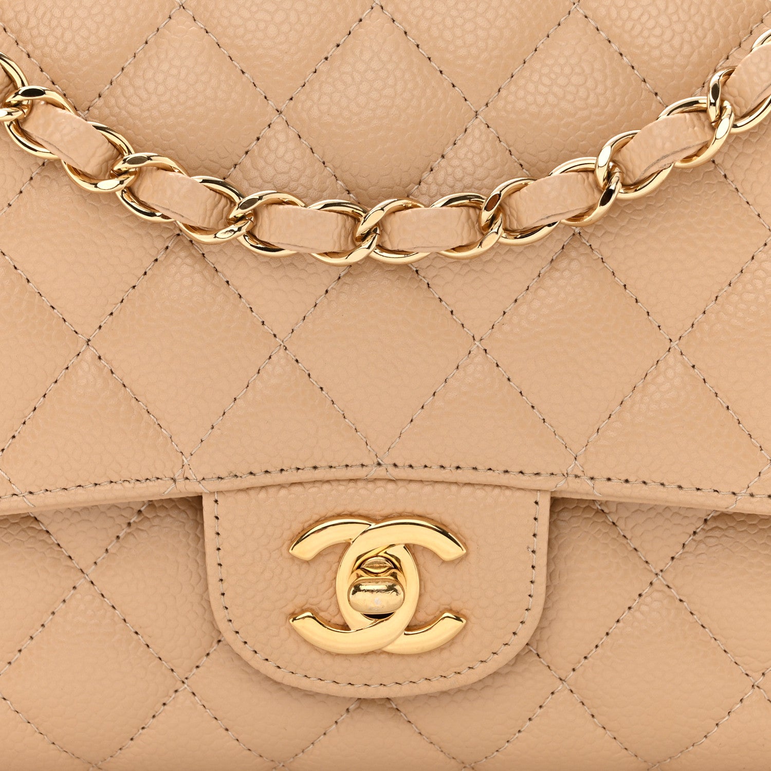 Chanel Caviar Quilted Medium Double Flap Beige 8 of 10