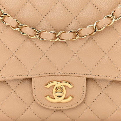 Chanel Caviar Quilted Medium Double Flap Beige 8 of 10