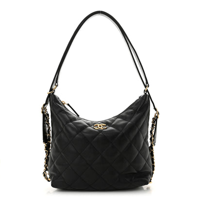 Chanel Lambskin Quilted Maxi Hobo Black 1 of 10