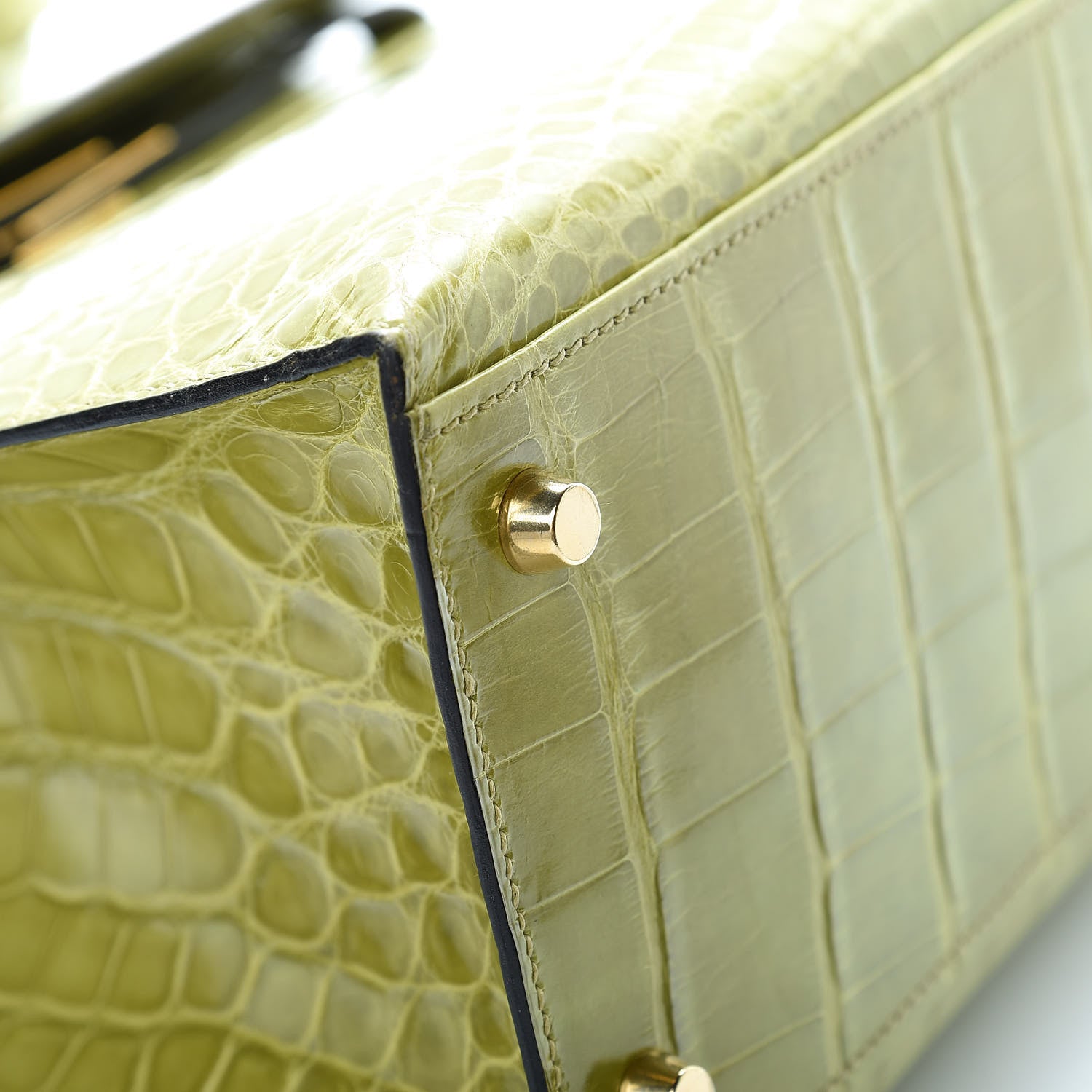 Hermes Shiny Alligator Kelly Sellier 32 Vert Chartreuse 8 of 40