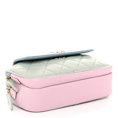 Chanel Goatskin Quilted Waist Bag Green Blue Pink 5 of 13