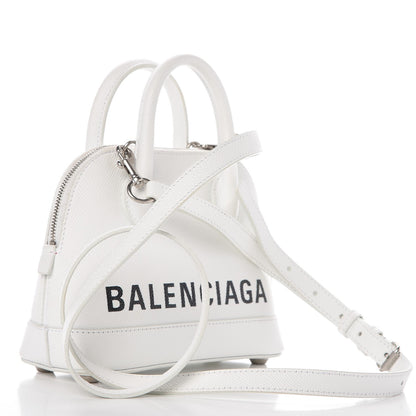 Balenciaga Grained Calfskin XXS Ville Top Handle Bag White Black 3 of 12