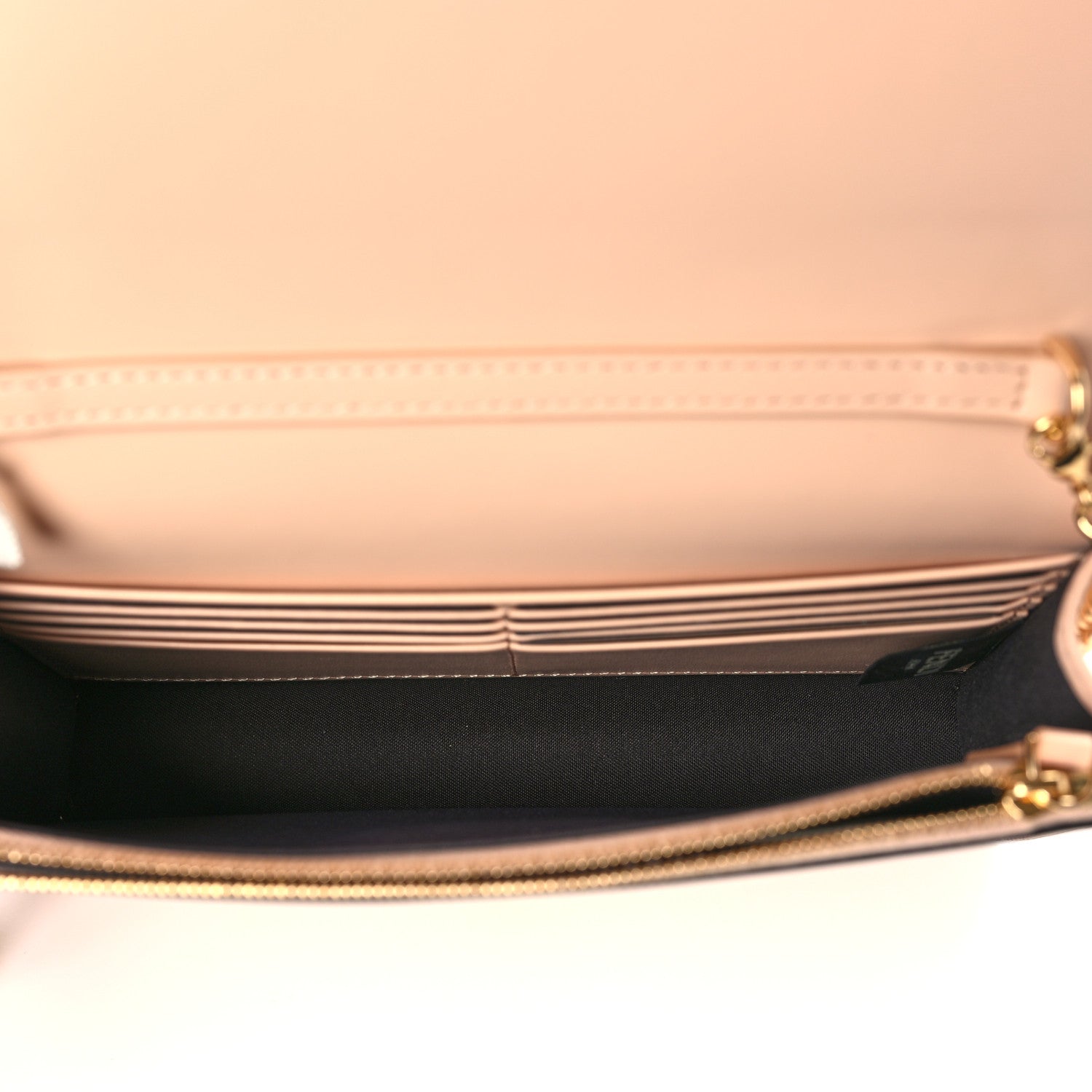 Fendi Vitello King Tamponato Logo Embossed Medium Wallet On Chain Poudre 5 of 9