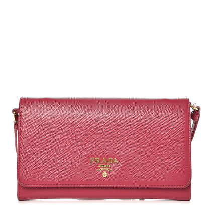 Prada Saffiano Metal Flap Wallet Peonia 1 of 10