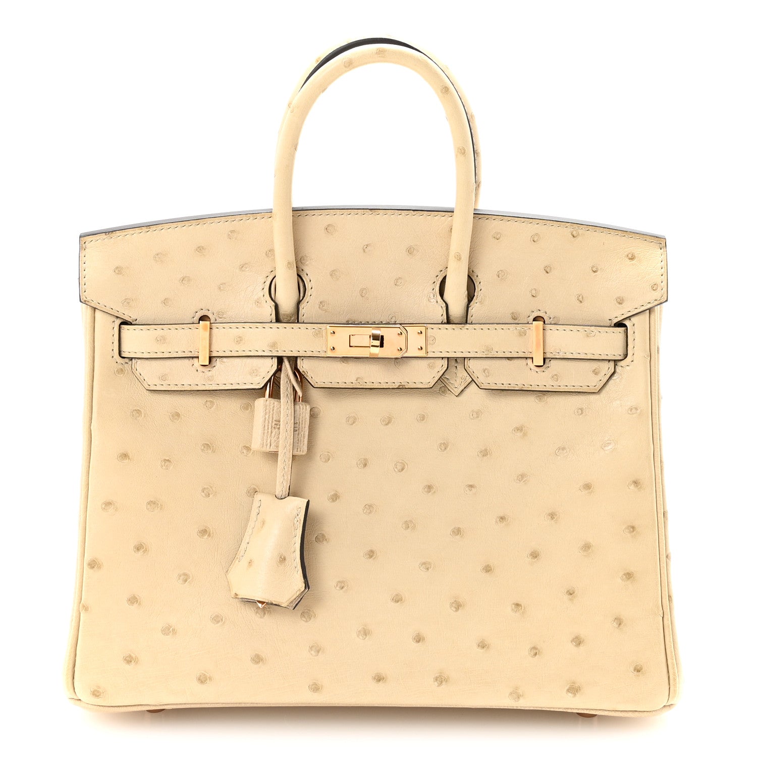Hermes Birkin 25 Ostrich Parchemin leather handbag — Hermès